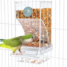 Automatic Bird Feeder for Cage No Mess Parakeet Feeder Seed Food Container Fe...