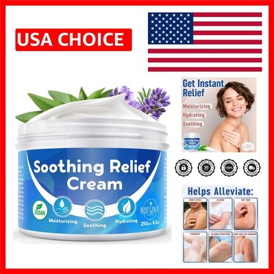 Natural Calming Relief Cream 8.5 oz with Lavender & Tea Tree - For Dry Skin