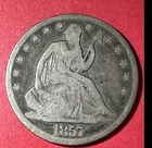 1857 US Seated LIBERTY SILVER Half Dollar! Philadelphia" Mint! Good/VG! Nice!