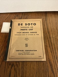Vintage Original 1939 De Soto Passenger Car Parts List,Good Used Condition