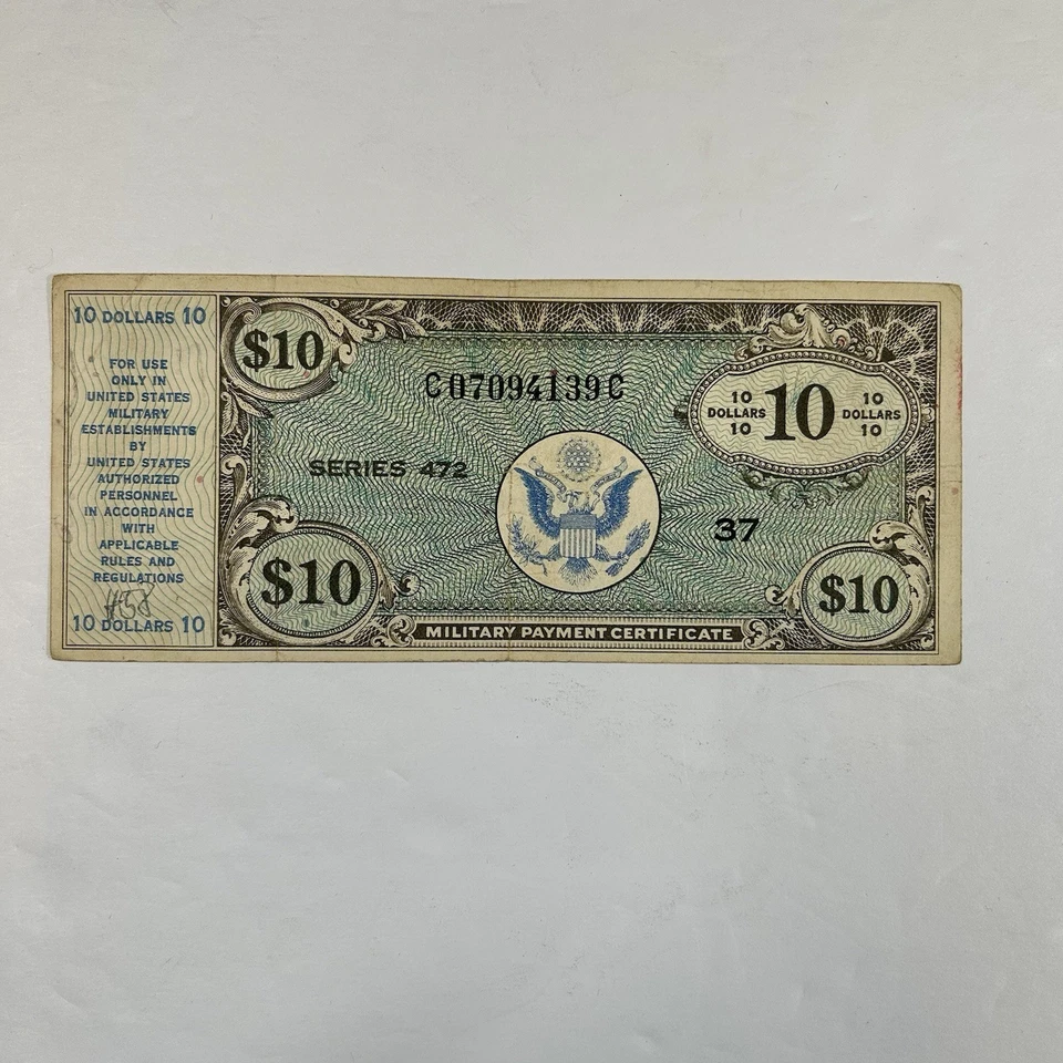 Military Payment Certificate, $10 Series 472 RARE CIRCULATED - Image 2 of 4