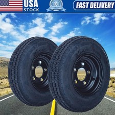 2-pack 4.80-8 4.80x8 480-8 Trailer Tires With 8 Rims 5 Lug On 4.5 6pr Lrc