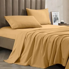King Size Bed Linen Set Deep Pocket Sheets with Side Pockets and Pillowcases