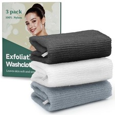 Bathway Exfoliating Washcloth, Nylon 36.8 x 11.8 inches, Black White Gray