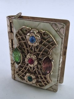 Vintage 1950s rhinestone mini book charm pendant Locket