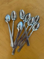 8 Art Krupp "Milano" 7 5/8" Stainless Vintage Ice tea Spoons, Gio Ponti design.