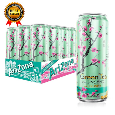 Green Tea with Ginseng and Honey Big Can 22 Fl Oz (Pack of 12)