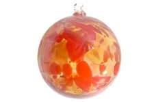 Large Glass Red Christmas Ornament  Mouth Blown Zorza Artistry 4" Made In Poland