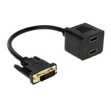 Image of 29.5cm DVI-D 24+1 Pin Male to Dual HDMI Female Splitter Cable, Gold-Plated