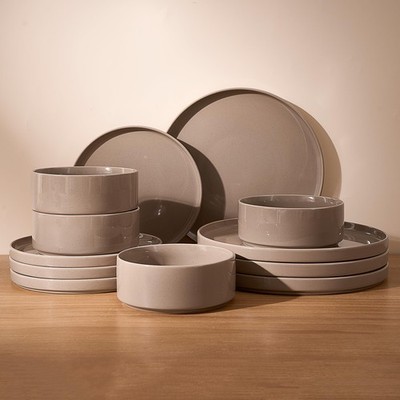 Nebula Plates and Bowls Set, 12 Pieces Dinnerware Sets, Dishes Set for 4, Cin...