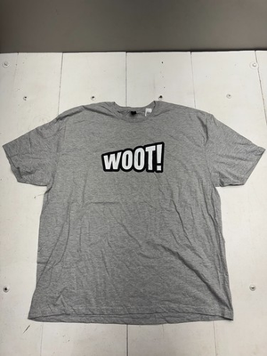 #ad Gildan Soft Style Solid Grey Woot Print Short Sleeve Shirt Mens Size 3XL NEW $17.50