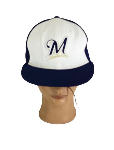 Mke Brewers New Era 59Fifty Baseball Cap Fitted Sz 7 White Blue Gold Logo MLB - Picture 16 of 16