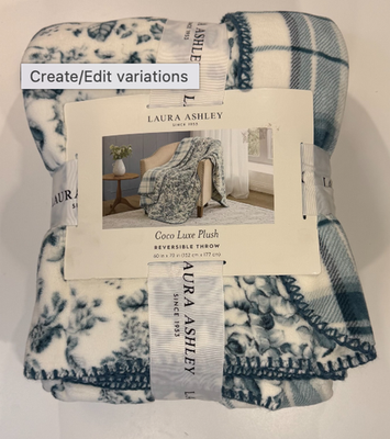 Laura Ashley Coco Luxe Plush Reversible throw blanket 60