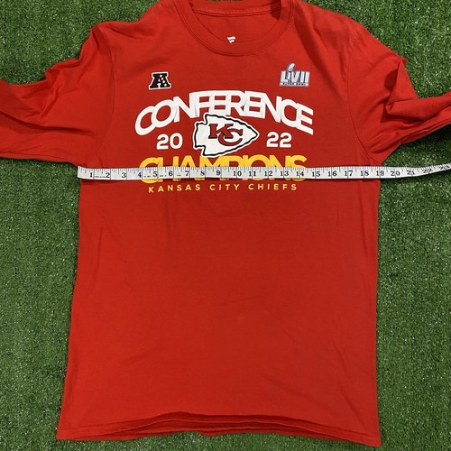 Kansas City Chiefs T-Shirt 2022 Conference Champs Red Fanatics Sz M Long Sleeve - Picture 5 of 9