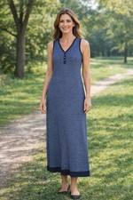 J. Jill Sweater Dress size XS Maxi Pencil Blue Striped Classic Capsule v-neck