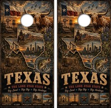 Texas Lone Star State Cornhole Board Wrap LAMINATED Decal Vinyl Sticker 5081