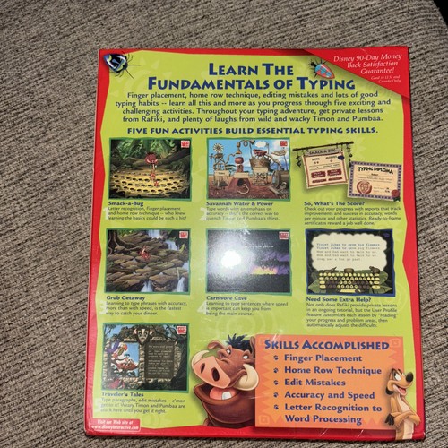 Disney's Adventures in Typing With Timon & Pumbaa , PC Game, 1998, Fully sealed - Picture 2 of 2