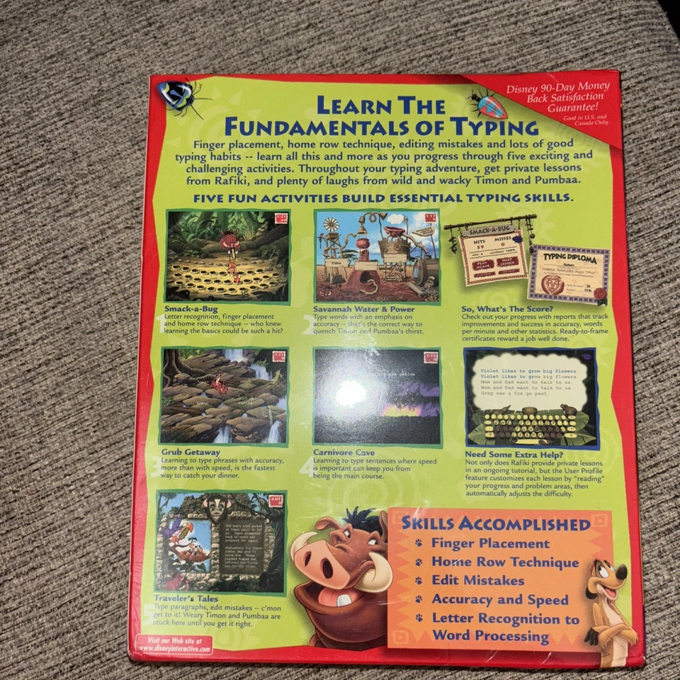 Disney's Adventures in Typing With Timon & Pumbaa , PC Game, 1998, Fully sealed - Image 2 of 2