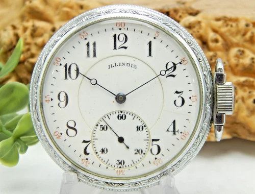 Vintage Antique Illinois Grade 306 model 6 16 size 19 jewel pocket watch running