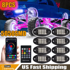 8 Pcs Rgb Led Rock Lights Underglow Underbody Car Neon Lights Remote App Control 8 Pcs Rgb Led Rock Lights Underglow Underbody Car Neon Lights Remote App Control