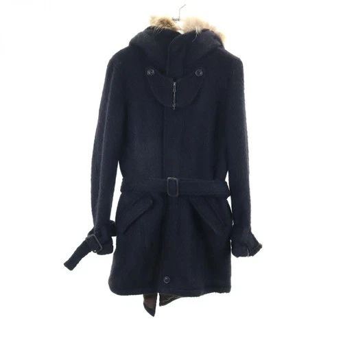 Used SHAREEF made in Japan Wool coat 2 Navy Fur hood Men's - product listing photo