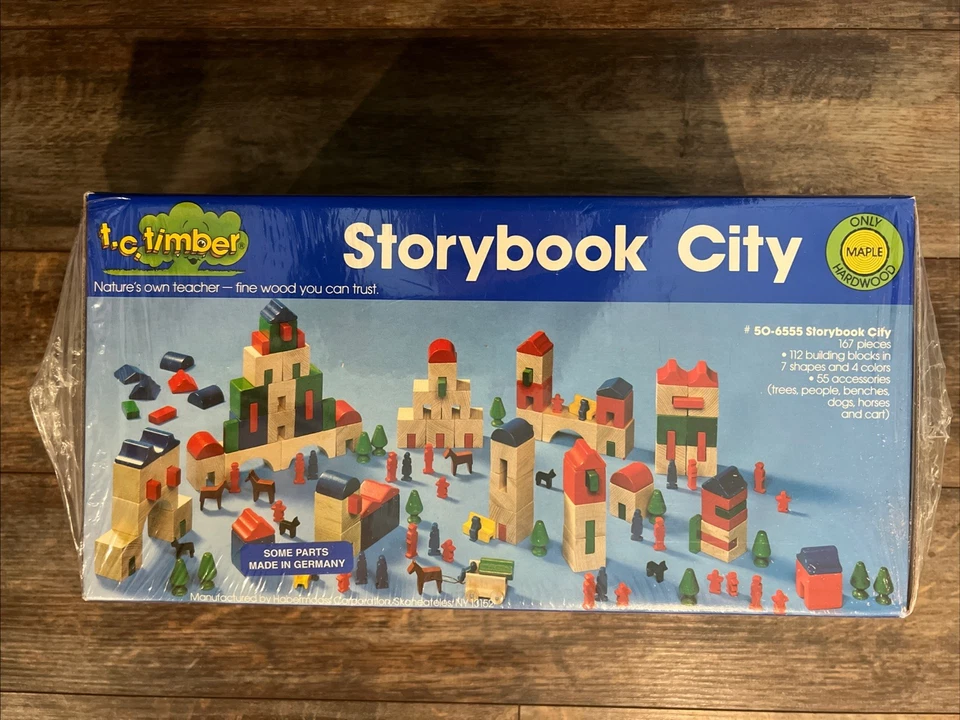 TC Timber Storybook City 167 peças blocos de madeira bordo EUA selados - Imagem 2 de 3