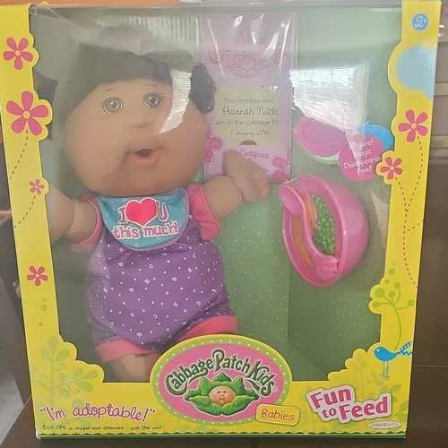 Cabbage Patch Kids Babies Hannah Nibeki Baby Doll Brown Hair Brown Eyes 43398