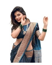 Women's Kanjivaram Soft Semi Silk Banarasi Sarees With Blouse Piece