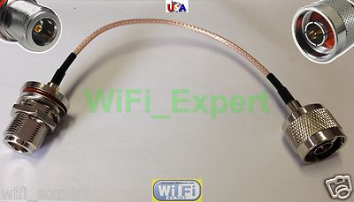 RG316 DS N Male To N Female Bulkhead Coaxial RF Pigtail Cable - USA Made (CA Seller)