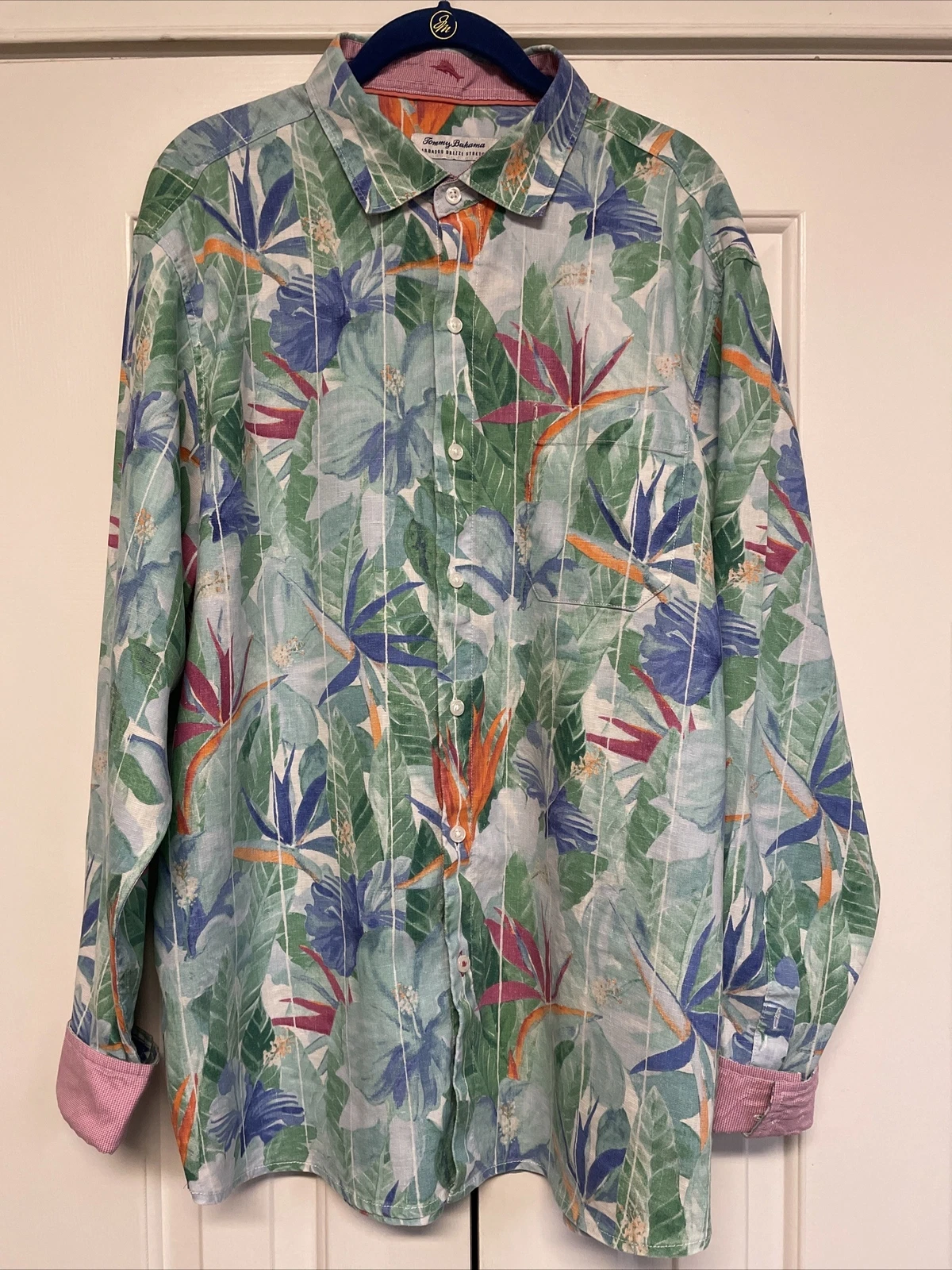 Tommy Bahama Men's Large Stretch Linen Barbados Breeze Multicolor Floral Shirt