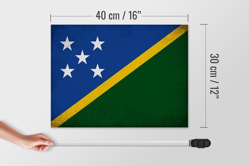Holzschild Flagge Salomonen 40x30 cm Solomon Islands Vintag Schild wooden sign - Picture 5 of 5