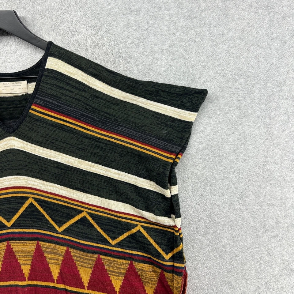 ZARA Dress Womens Size Small Aztec Legging Multicolor Short Sleeve Poncho - Image 3 of 4