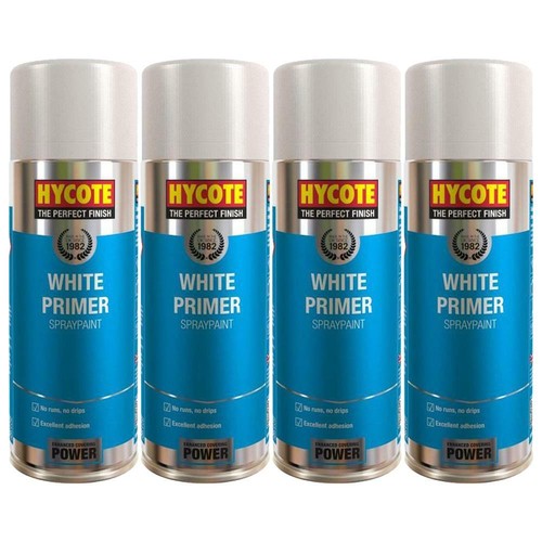 4X Hycote White Primer Spray Paint Aerosol Multi Purpose Fast Drying
