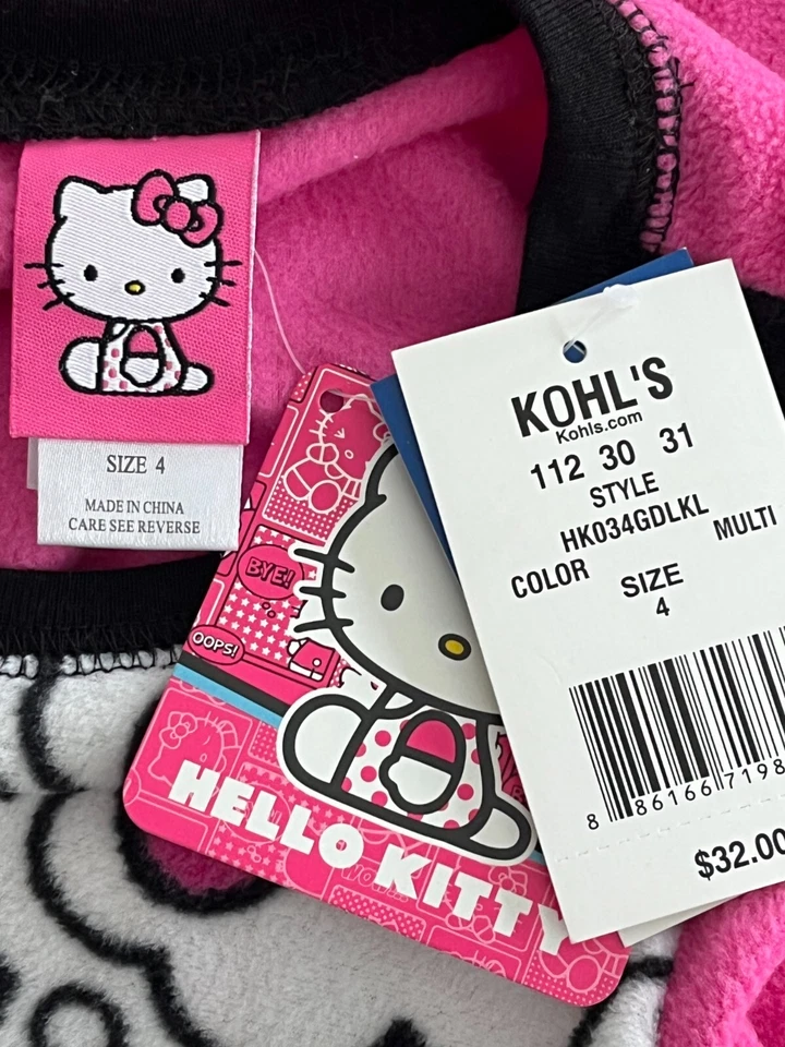 NUEVO Vestido de Noche Niña Talla 4 HELLO KITTY Sanrio Rosa Polar Pijamas Dormir ¡¡ADORABLE!!! Foto 3 de 3