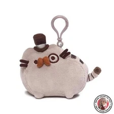 NEW GUND Pusheen Fancy Cat Plush Stuffed Animal Backpack Clip  Gray  4.5