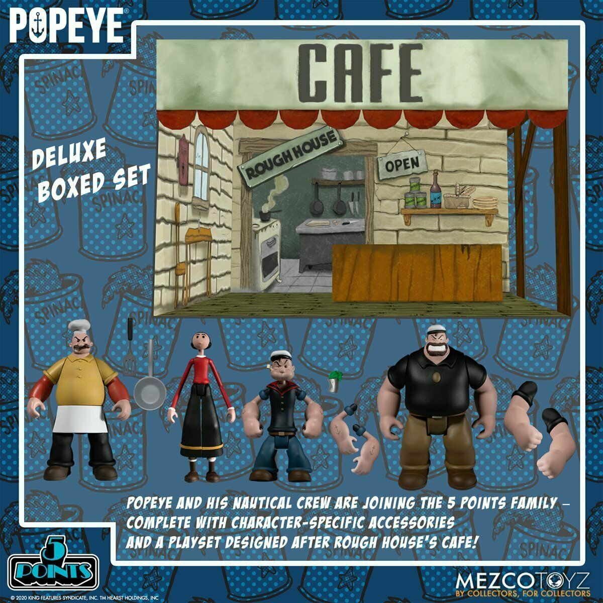 Mezco Popeye 5 Points Popeye Deluxe Box Set 3.75 inch action