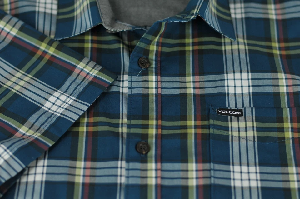 Volcom Men's Jade White & Yellow Plaid Cotton Casual Skate Shirt XL XLarge - Image 3 of 4