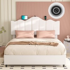 Twin/Full/Queen Size Platform Bed Frame with Upholstered Adjustable Headboard