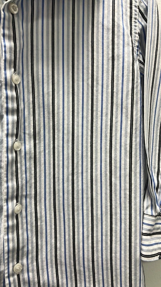 Camisa de vestir Ike Behar Boys azul a rayas con botones talla 4 Foto 2 de 4