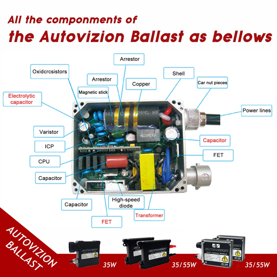 Autovizion 55W Xenon Lights HID Kit for Honda Accord CR-V CR-Z City Civic - Image 2 of 4
