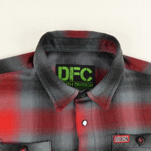 Dixxon Shirt Boys Medium Red Gray Plaid Flannel DFC Snap Up Youth Division Kids - Picture 2 of 11