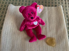 Ty Beanie Baby Valentina Bear with tag errors P.E Pellets