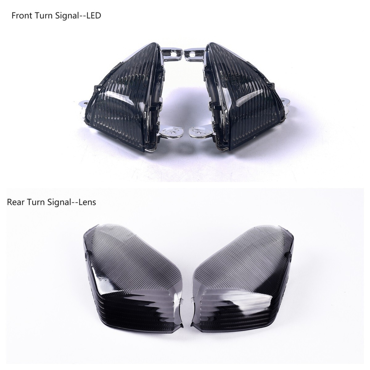 その他 ley LED Front + Rear Turn Signals Smoke Lens fit Kawasaki 2006-2020