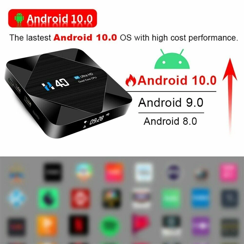 2021 H40 Android 10.0 TV Box 6K HD Media Plater Dual Band WiFi Smart Streamer US - Image 3 of 4