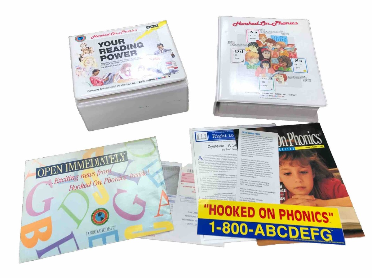 Vintage 1990s HOOKED ON PHONICS Set CASSETTES Cards BOOKLETS