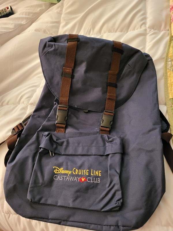 Disney Cruise Line Castaway Club Blue & Brown Canvas Backpack  NEW