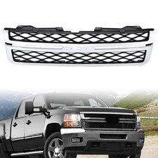 Grille Assembly For 2011-2014 Chevy Silverado 2500 HD /3500 HD Black Chrome