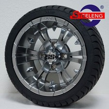 Golf Cart 12 Magnetic Vampire Wheels And 21535-12 Dot Low Profile Tires 4 Golf Cart 12 Magnetic Vampire Wheels And 21535-12 Dot Low Profile Tires 4
