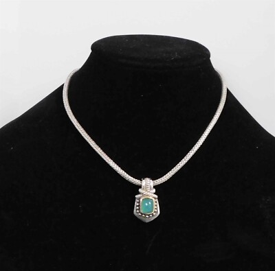 BJL Samuel Benham Halskette mit Anhänger 14K Gold 0,925 Silber Chrysopras 35,45 g