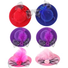 6pcs Mini Tea Party Hats DIY Colorful Hair Doll Dress up Tops Hats